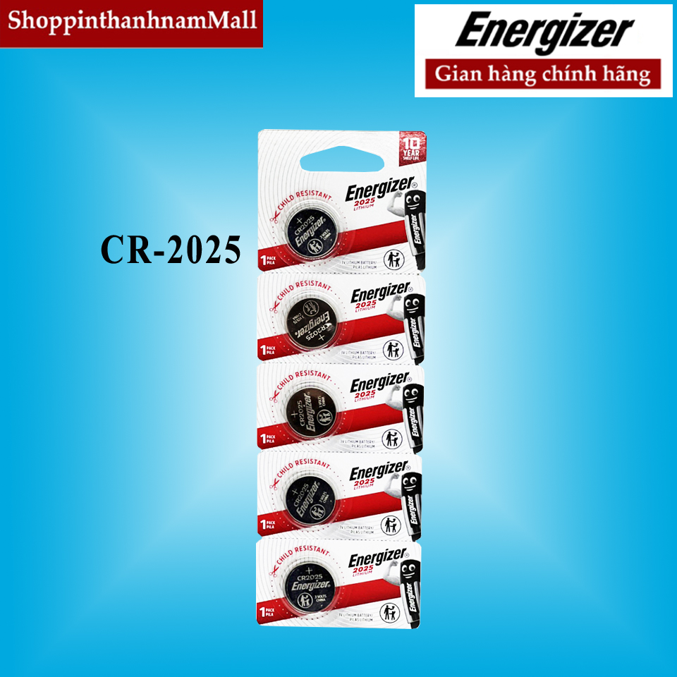 Pin cr2025 energizer lithium 3v vỉ 5 viên chính hãng