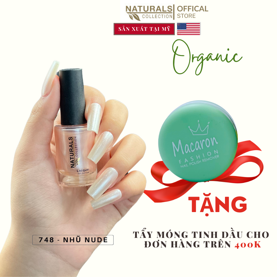 Sơn dưỡng thành phần hữu cơ phục hồi móng yếu, hư tổn USA NATURALS COLLECTION màu nude có nhũ - 7.5ml - 748