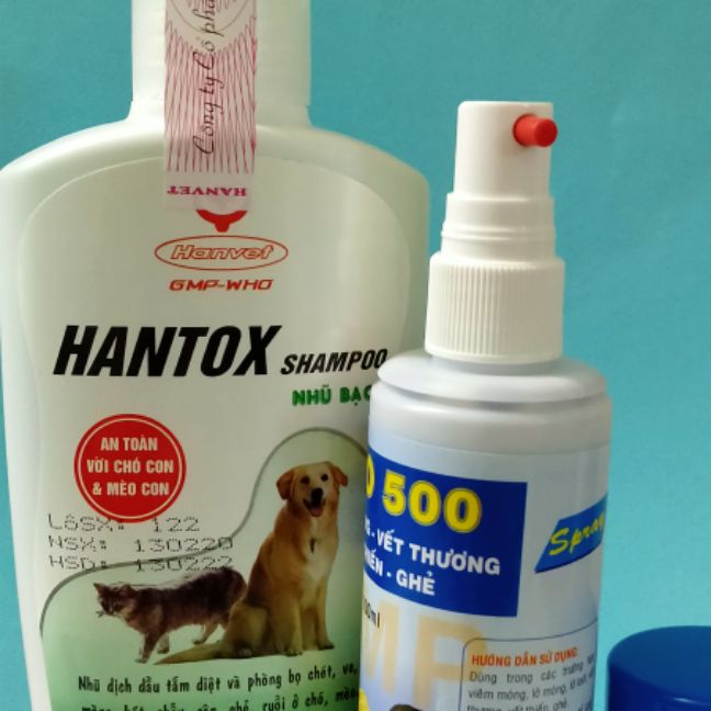 combo dầu gội, sát trùng ghẻ ngứa rụn lông chó mèo