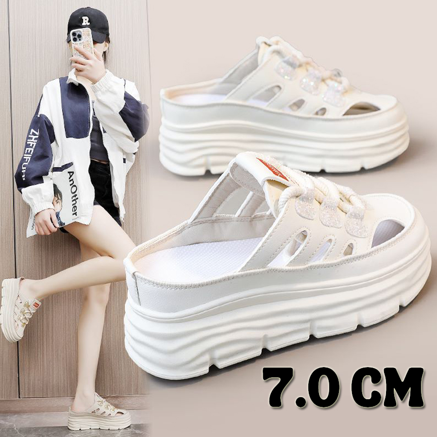 Giày Sandal nữ Đẹp 7cm 2024. Giày Sục Thể Thao Độn Đế Nữ Cao Cấp Mùa Hè Mới, Siêu nhẹ, siêu thoáng, 