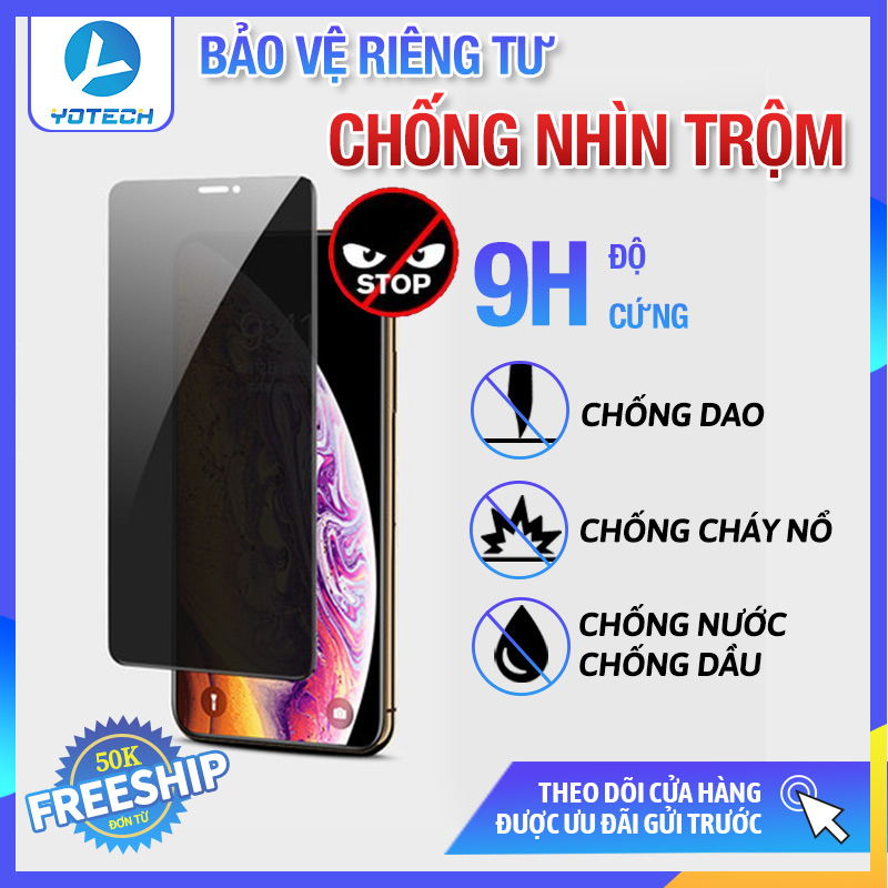 [Dán màn hình] Miếng dán cường lực iPhone, miếng dán màn hình iphone chống nhìn trộm, Kính cường lực chống nhìn trộm, miếng dán điện thoại ip độ cứng 9H, bảo vệ mắt, phim dán điện thoại chống nước và dầu, dán kính cường lực