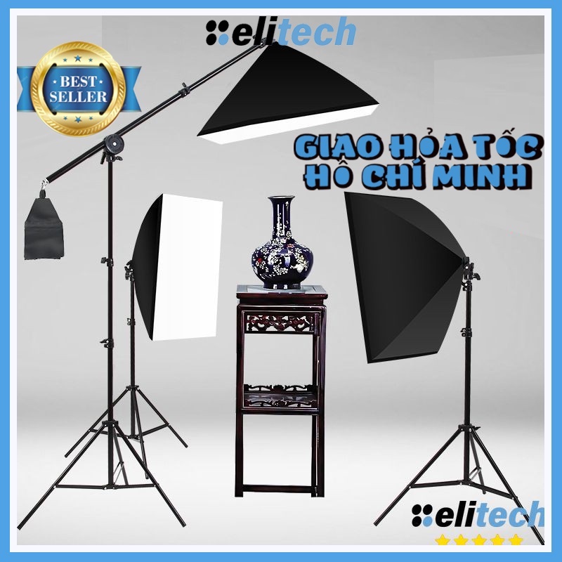 Bộ đèn chụp ảnh sản phẩm đèn studio quay phim livestream chuyên nghiệp bộ gồm chân đèn 2m kèm softbox 50x70cm. Chân đèn làm bằng hợp kim nhôm chắc chắn có thể gấp gọn.