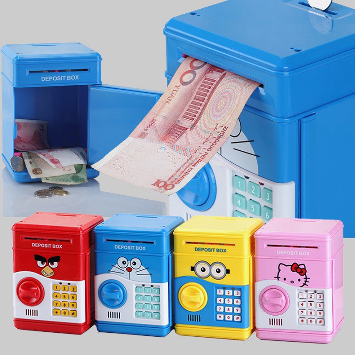 Két sắt mini hình thú đáng yêu cho bé - két sắt tiết kiệm thông minh cho bé mở bằng mật mã cho bé yêu - hộp đựng tiền tiết kiệm.