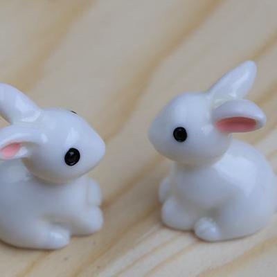Phụ Kiện Tiểu Cảnh -Thỏ trắng, giá của (Combo: 4 con) (TH43-4).