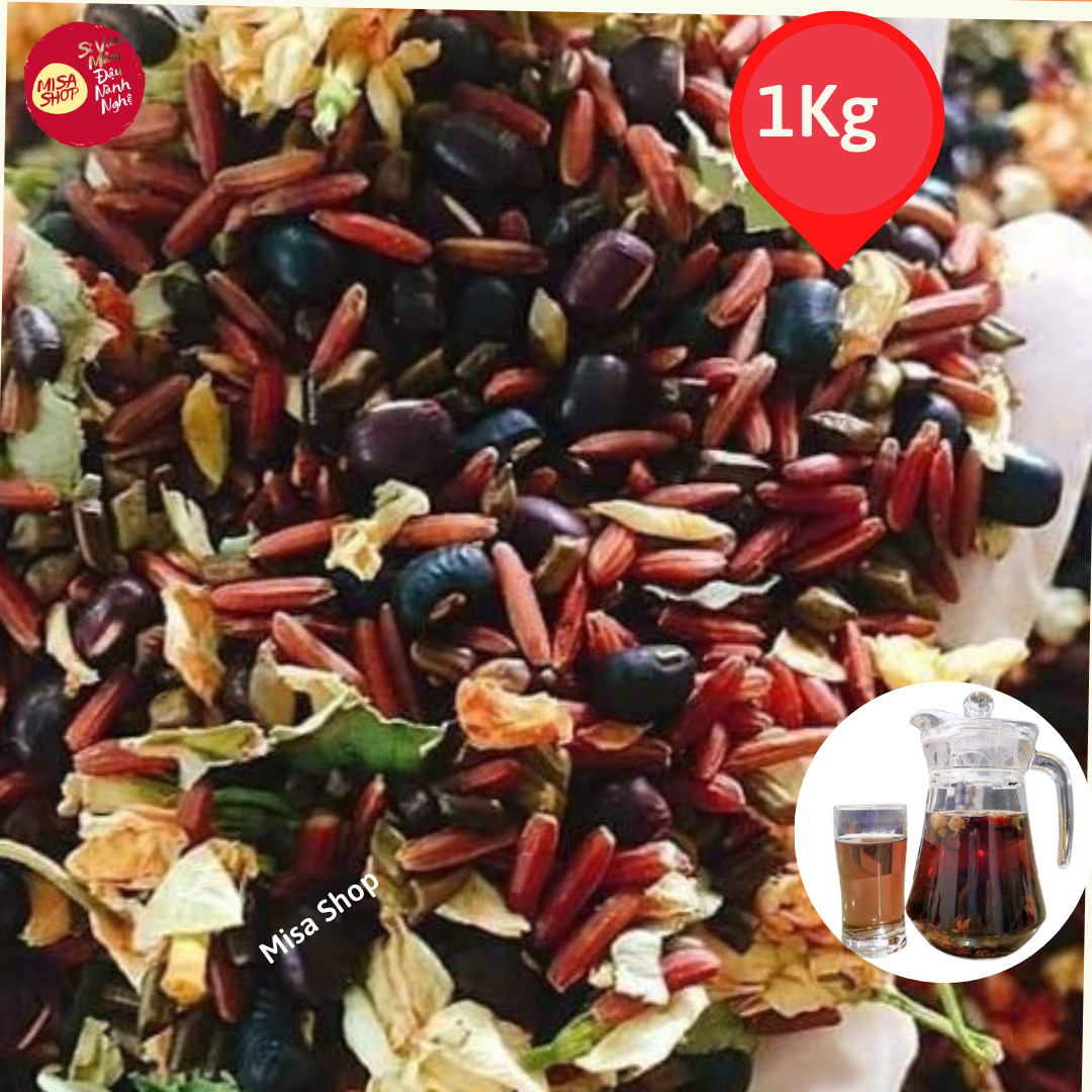 [MIỄN SHIP] Túi 1Kg Trà Gạo Lứt Huyết Rồng mix Đậu Đen Xanh Lòng, Hoa Nhài, Lá Sen rang tay, Giảm Cân, Đẹp Da, Ngủ Ngon, Thanh Lọc Cơ Thể (HANDMADE)