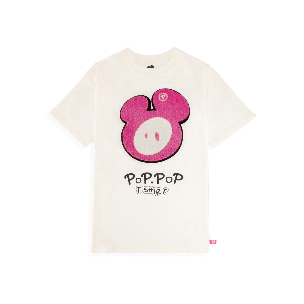 Áo thun poppop face embroidery white