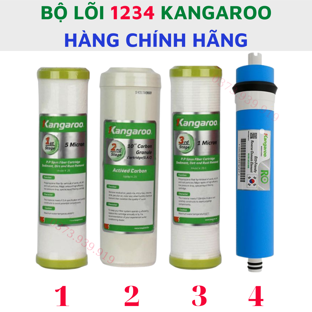 Lõi lọc nước 1234 Kangaroo màng RO Kangaroo Hàn Quốc lõi lọc nước lắp cho máy lọc nước Kangaroo