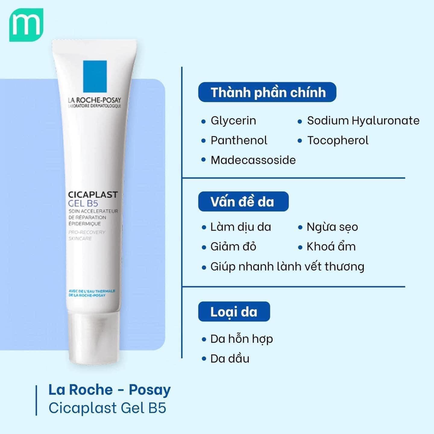 Gel dưỡng cho da dầu, hỗn hợp la roche posay cicaplast gel b5