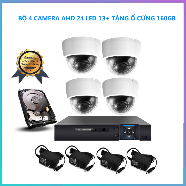 Bộ 4 camera ahd 24 led elitek eca-11013 - đầu ghi elitek + ổ cứng 160gb