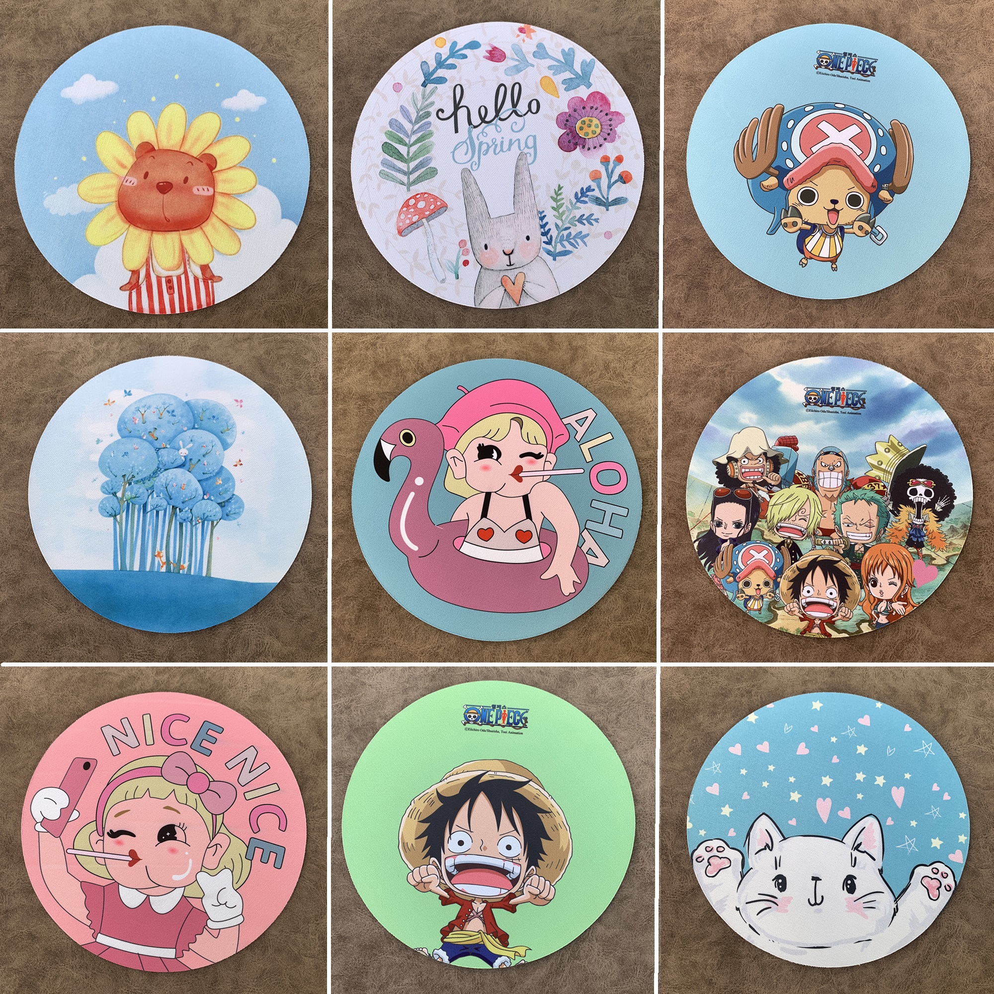 Miếng lót chuột, bàn di chuột hình tròn họa tiết dễ thương giá rẻ (đường kính 20cm)