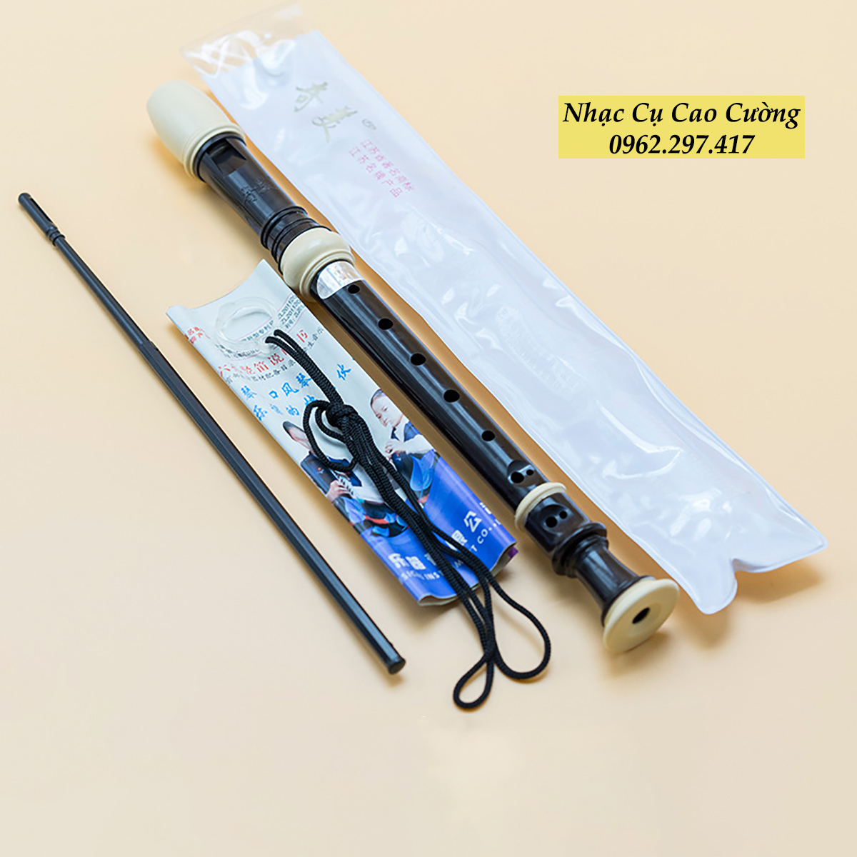 Sáo dọc recorder đen âm chuẩn nhạc cụ cao cường