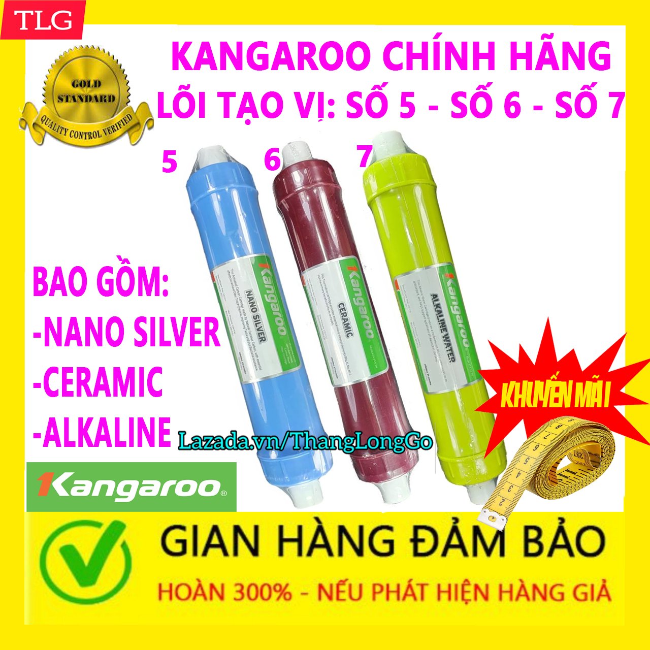 3 lõi tạo vị kangaroo số 5-6-7 | gồm lõi nano - ceramic - alkaline