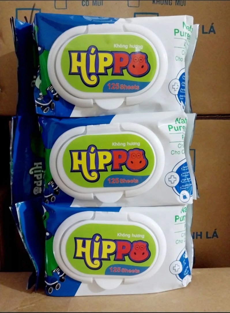 Combo 3 gói Khăn ướt Hippo không mùi 125 tờ