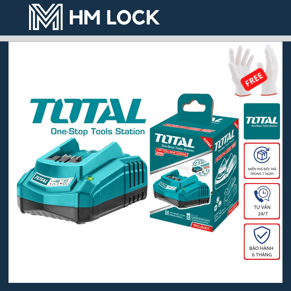 Sạc pin lithium 20v total - hàng chính hãng - tfcli2001 - hm lock