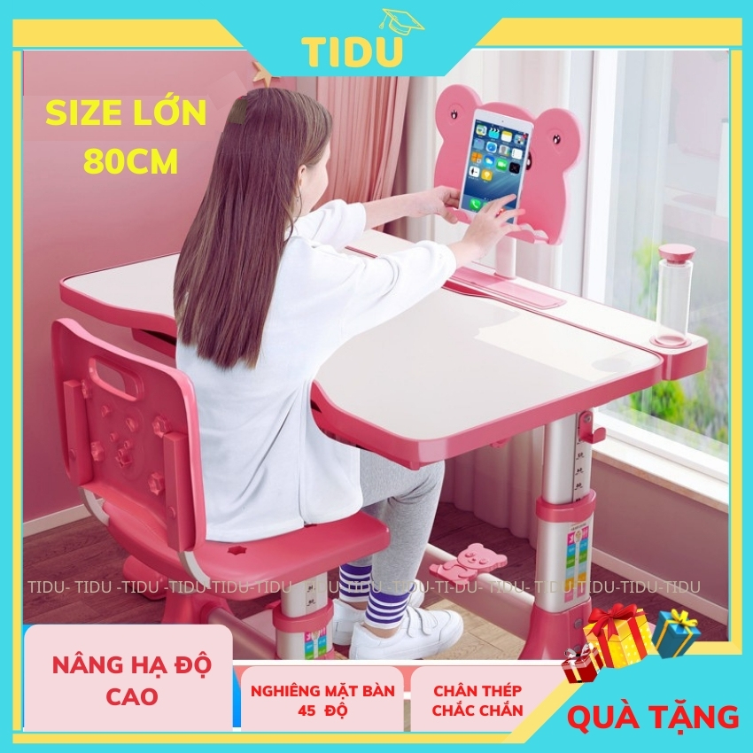 Bộ Bàn Ghế Học Sinh Chống Gù Chống Cận Bàn Học Thông Minh Tidu A08 Kichs Thước 55X80 bàn học thông minh trẻ em bàn ghế cho bé nâng hạ độ cao , nghiêng được mặt bàn