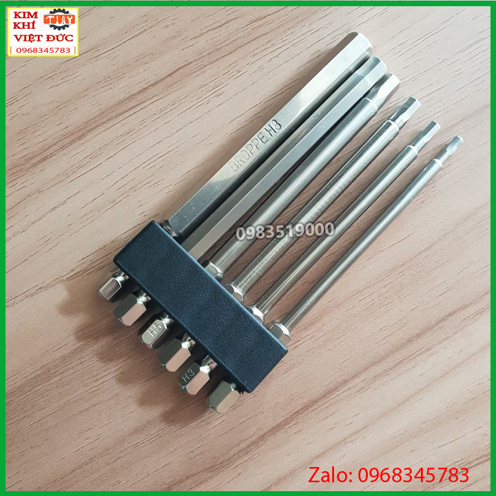 Bộ 6 đầu lục giác dài 100mm dành cho khoan, máy bắn vít