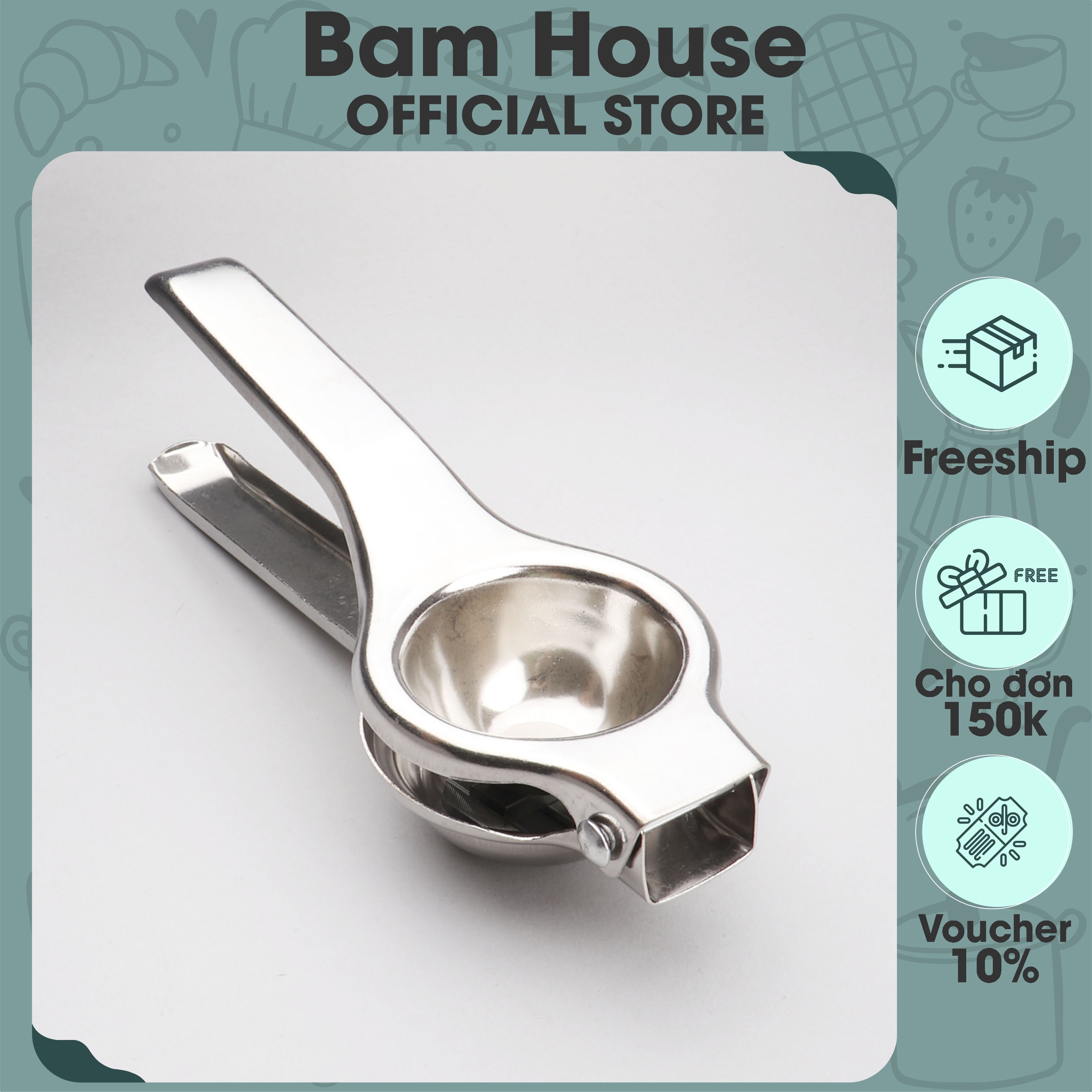 Dụng cụ vắt chanh, tắc inox Bam House kích thước lớn cao cấp VC02 - Bam House