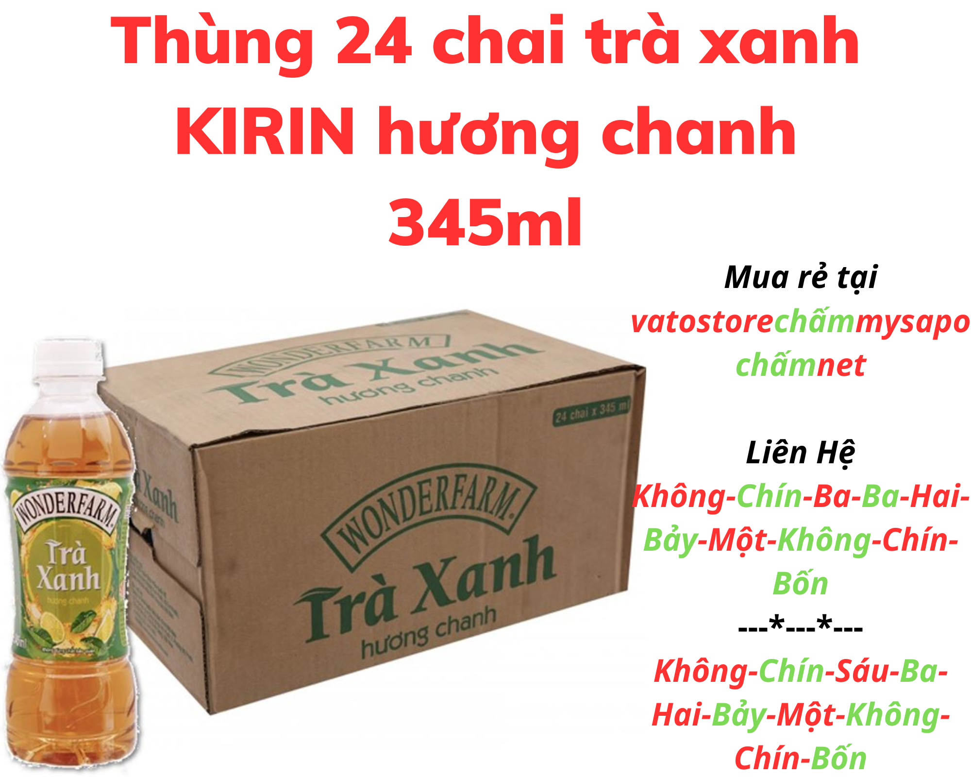 Trà xanh hương chanh WONDERFARM chai 345ml