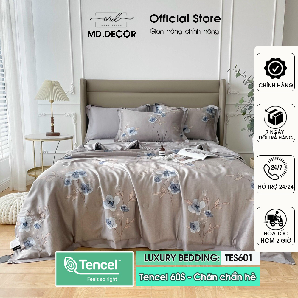 Bộ chăn ga gối Lụa Tencel 60S MD.Decor - Bedding mềm mịn thấm hút full hộp nhập khẩu cao cấp
