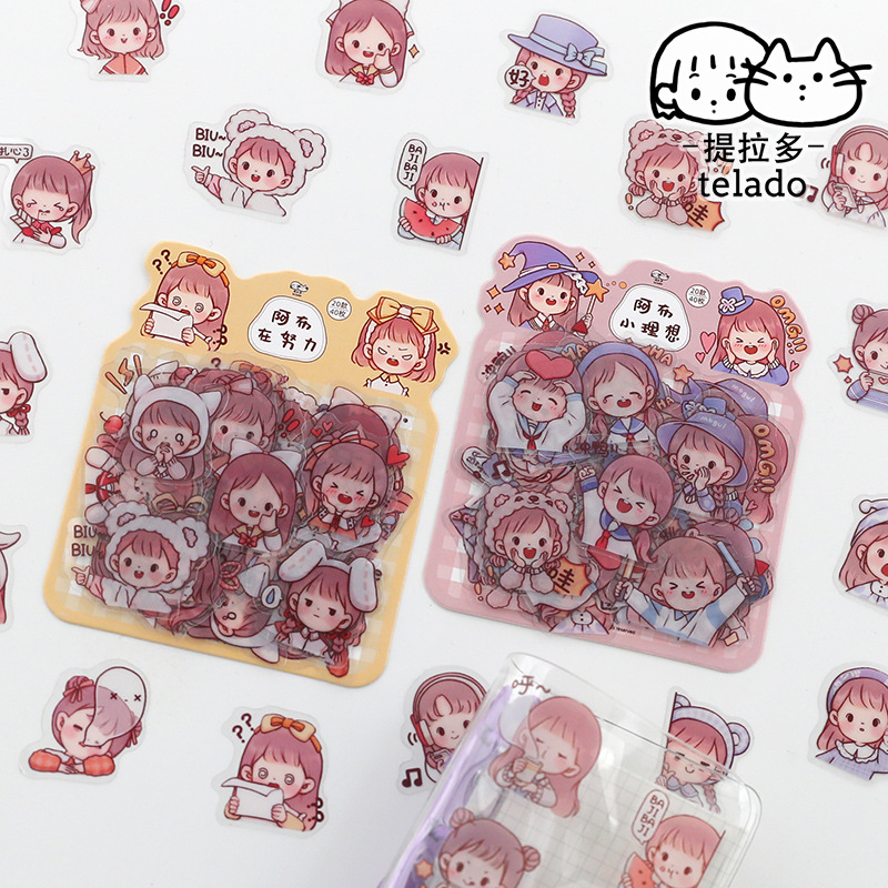Bộ 40 sticker trang trí telado - cute schoolgirl | bsb125