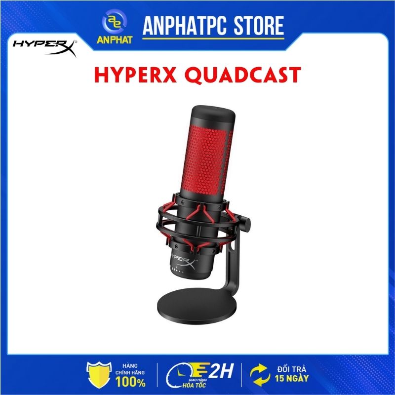 Micro Kingston HyperX QuadCast (LED 1 màu Đỏ ) - chuyên dùng cho streamer gamer creato