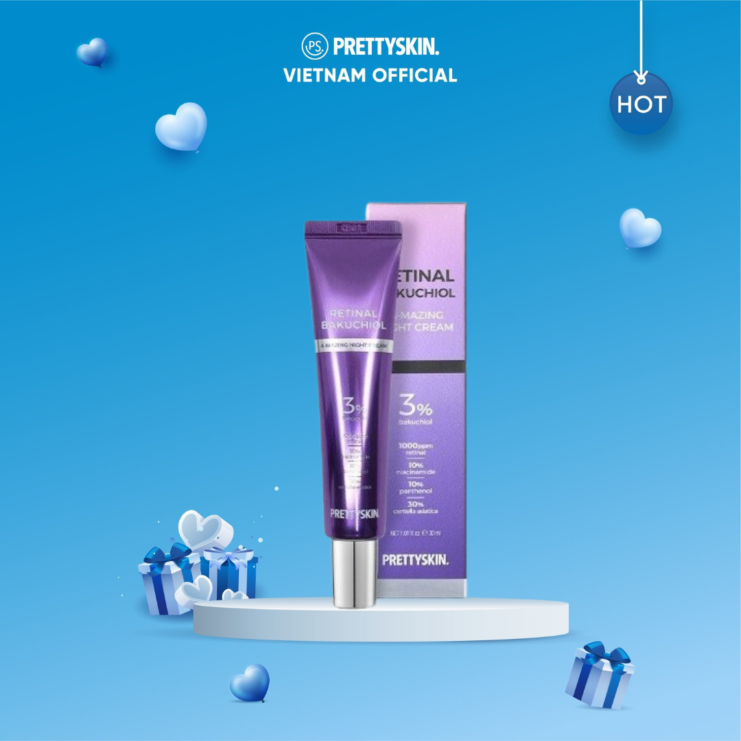 Kem dưỡng tái tạo trẻ hóa Prettyskin Retinal Bakuchiol 30ml