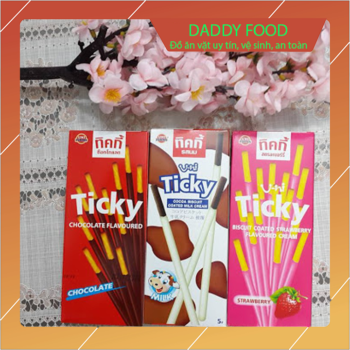 Bánh Que Ticky thái lan vị chocolate bánh ăn vặt siêu ngon, combo 2 hộp, mỗi hộp 20g