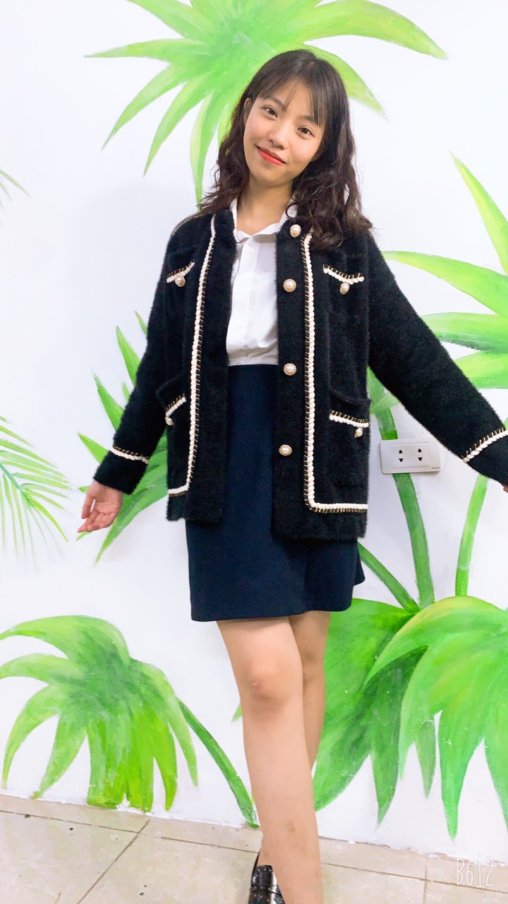 Áo khoác cardigan len lông thỏ hàng quảng châu