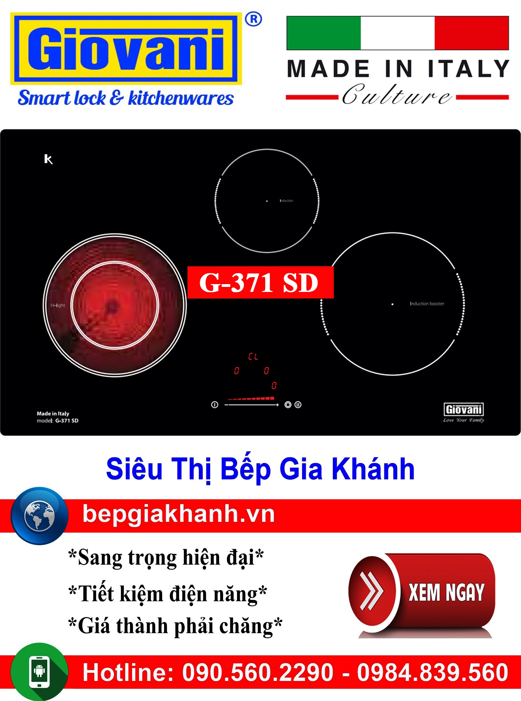 [HCM]Bếp điện từ 3 vùng nấu Giovani G-371 SD nhập khẩu Italy, bếp từ, bếp điện từ, bếp từ đôi, bếp điện từ đôi, bếp từ giá rẻ, bếp điện từ giá rẻ, bếp từ đơn, bep tu don, bep tu