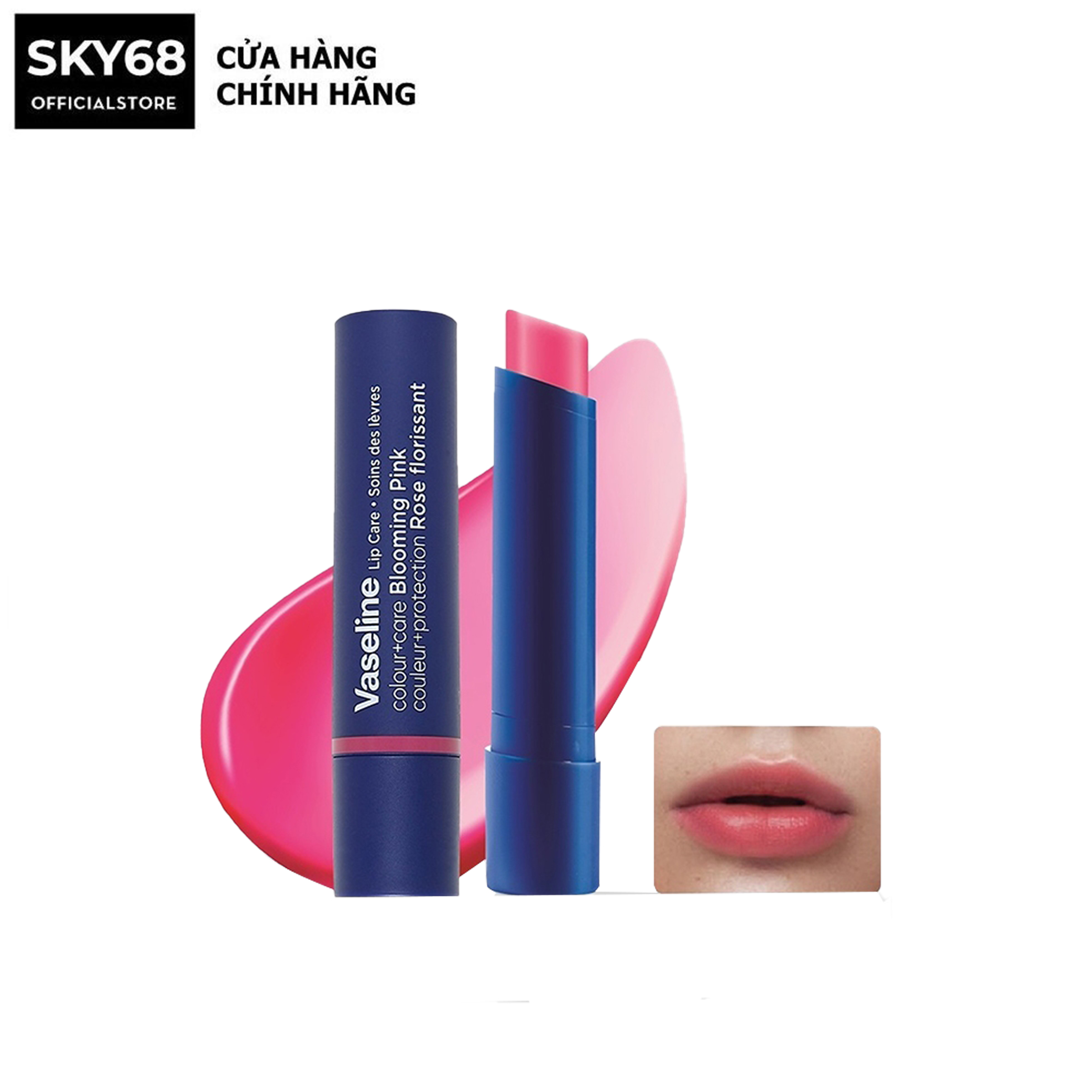 Son dưỡng môi Vaseline Colour+Care Blooming Pink (Hồng) 3g.