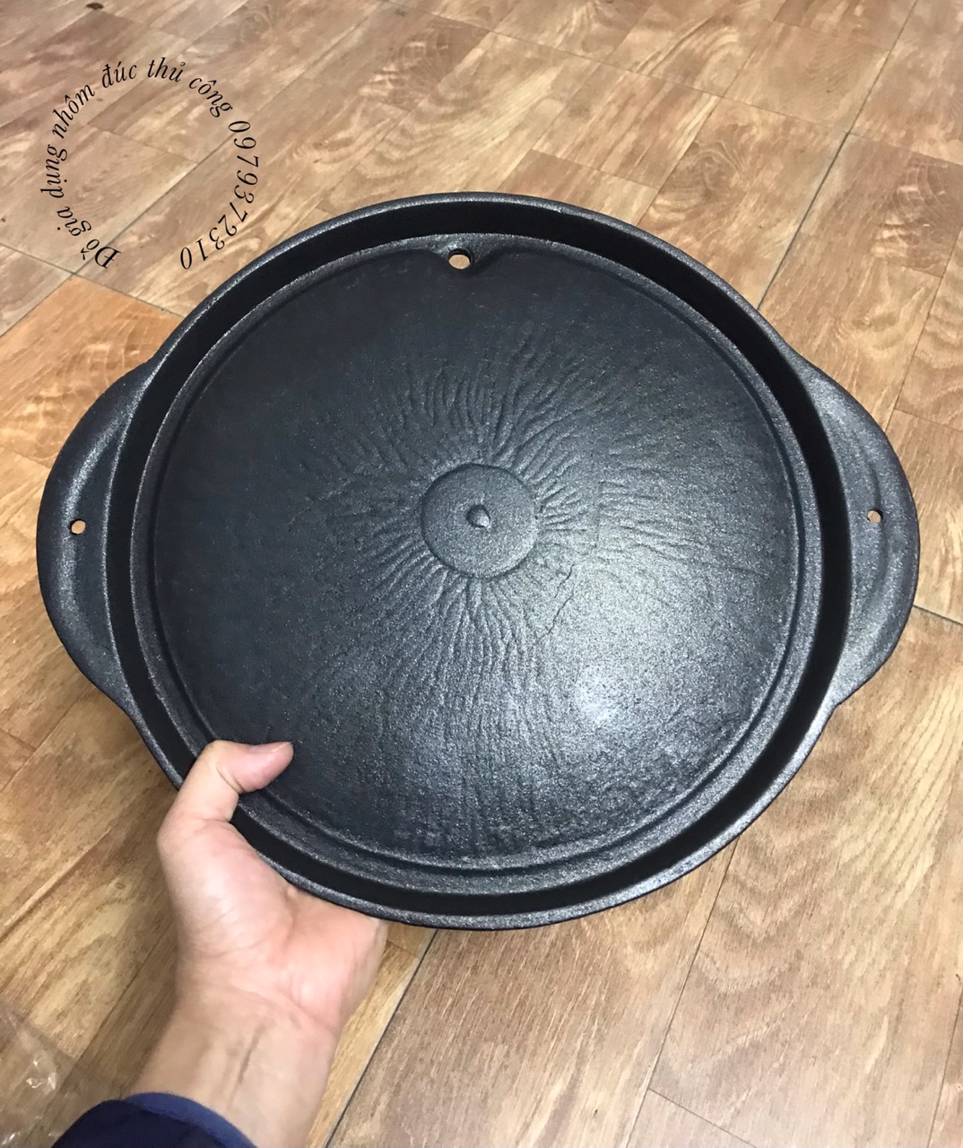 Chảo gang nướng thịt chống dính có lỗ thoát dầu size 32cm