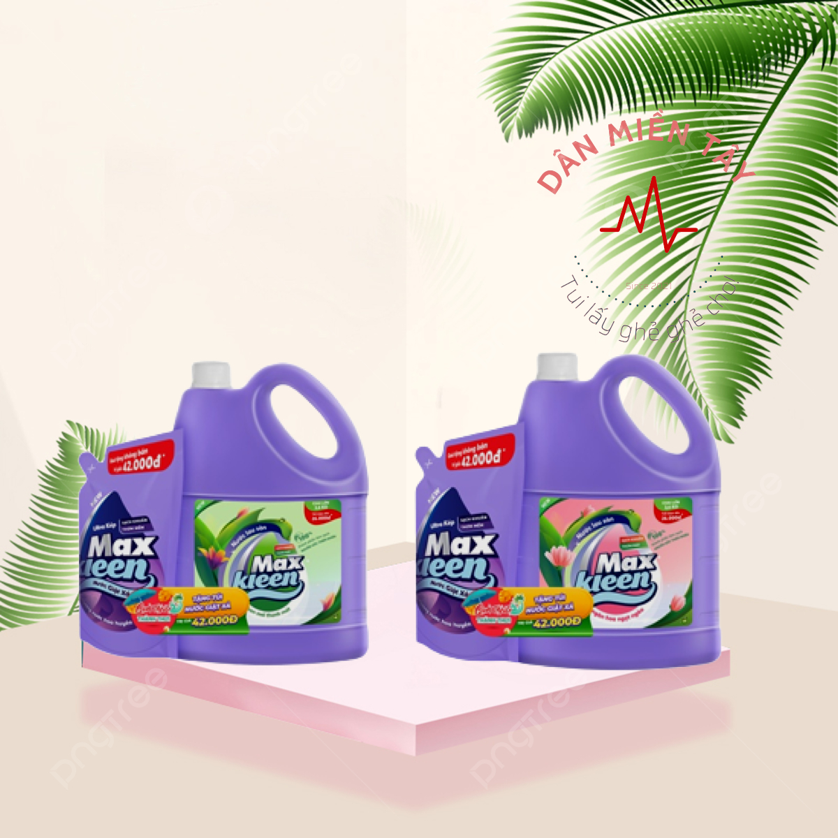 Chai nước lau sàn maxkleen 3.6kg + túi nước giặt xả maxkleen 600g