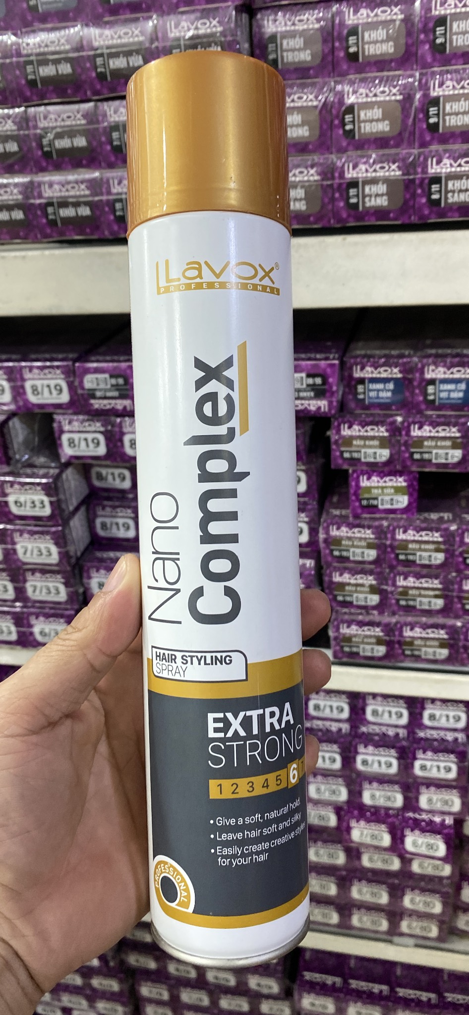 Keo xịt tạo kiểu và giữ nếp tóc lavox nano complex