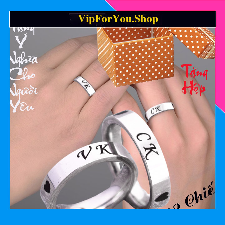 nhẫn đôi tình nhân ck-vk đẹp và ý nghĩa (số lượng 02) (tặng hộp đựng nhẫn cực xinh)