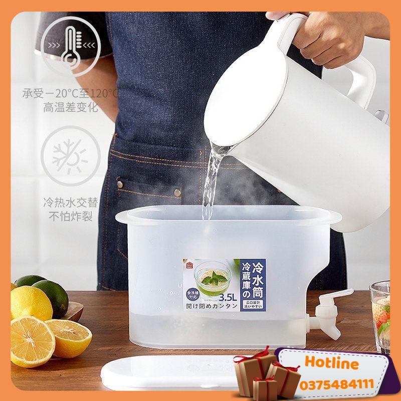 Bình nước 3,5 lít có vòi bình nước có vòi để tủ lạnh tiện dụng bằng nhựa pp cao cấp bình đựng nước không mùi tiện lợi - hàng loại 1