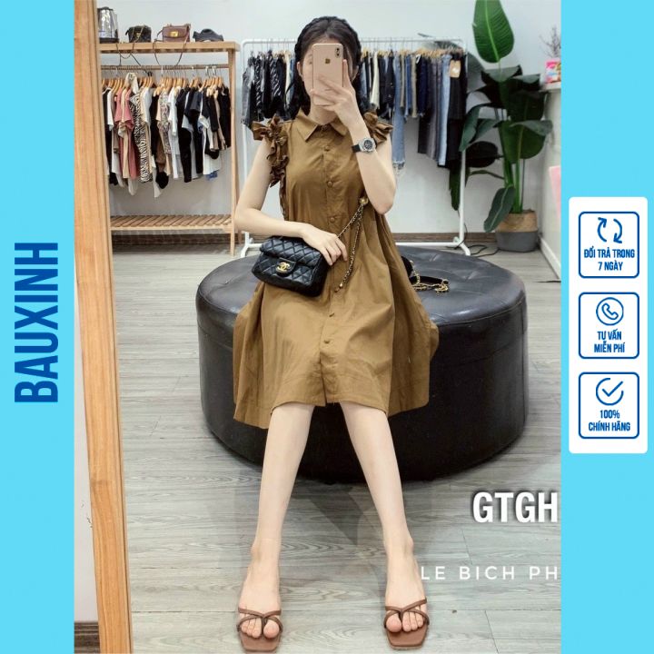 VÁY BẦU MÙA HÈ THIẾT KẾ TAY BÈO ĐIỆU XINH CHẤT MỀM MÁT DỄ CHỊU FREE SIZE 45-70KG - ĐẦM BẦU BABYDOLL