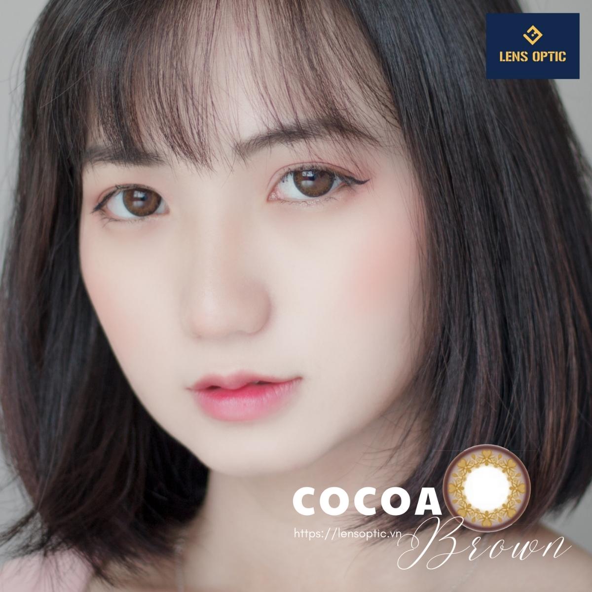 Kính áp tròng SEED màu Cocoa Brown dùng 1 tháng, lens SEED có độ cho mắt cận - Lens Optic
