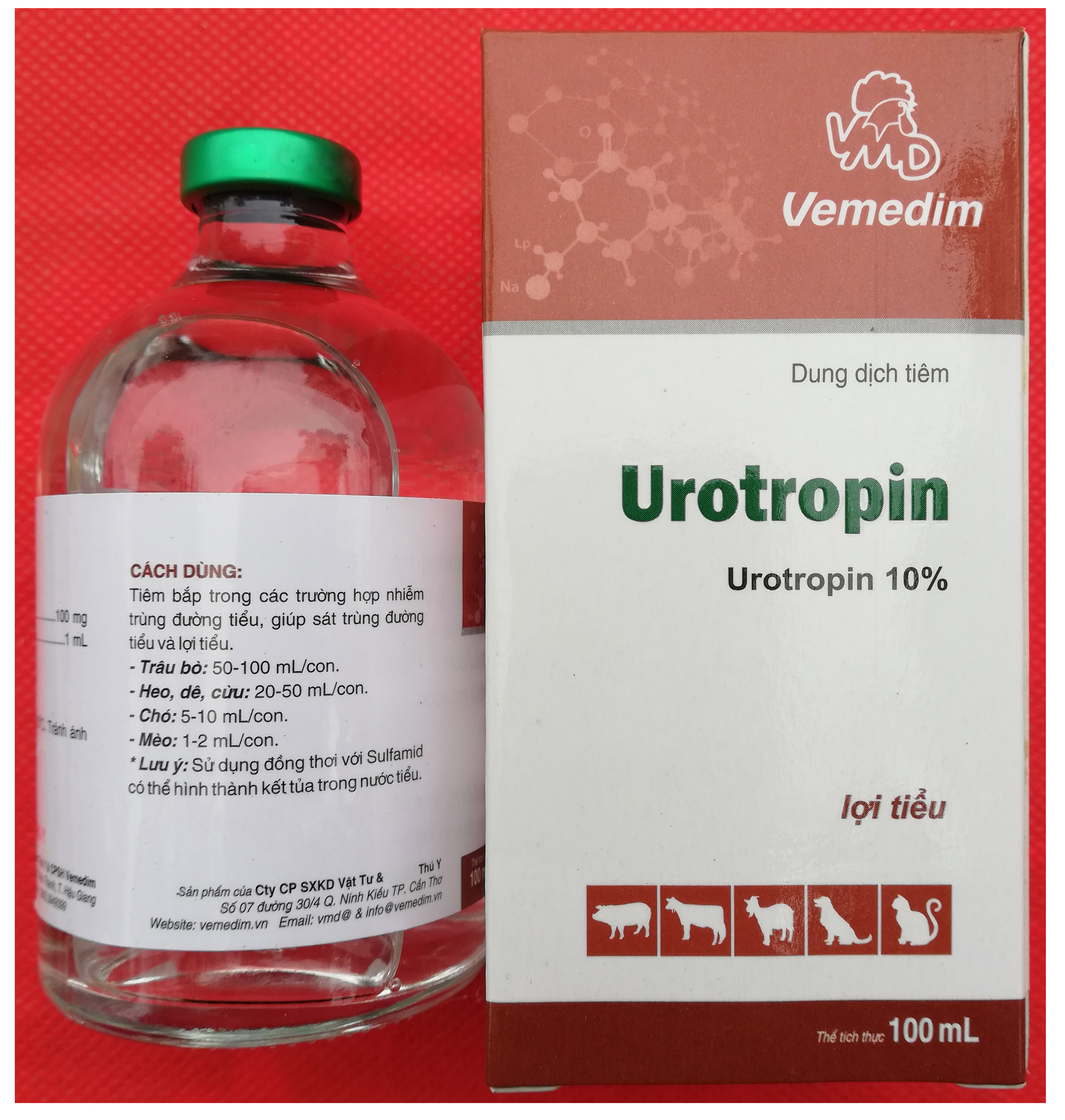 1 lọ UROTROPIN 100ml Dung dịch tiêm – Sản phẩm lợi tiểu, Sản phẩm dùng lợi tiểu cho gia súc, gia cầm