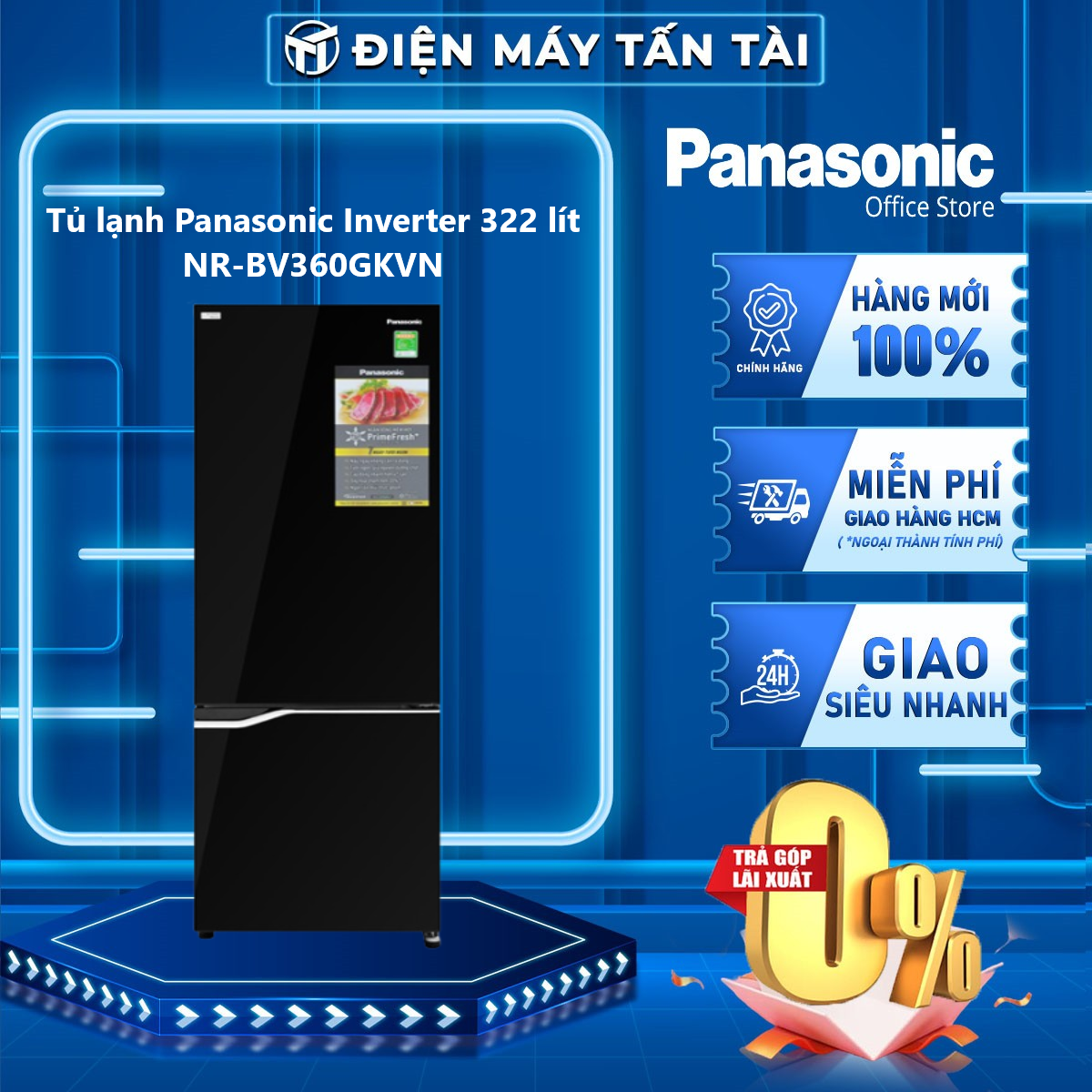 Tủ Lạnh Panasonic Inverter 322 Lít NR-BV360GKVN