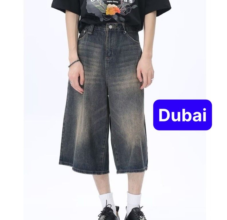  Quần sọt short jean nam nữ chất bò lửng ống rộng dài 70cm phong cách sang chảnh vip - Dubai Fashion 