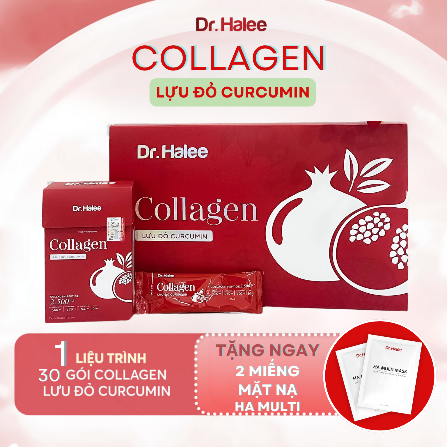 Nước Uống Collagen Lựu Đỏ Curcumin Dr Halee x15ml Mẫu Mới