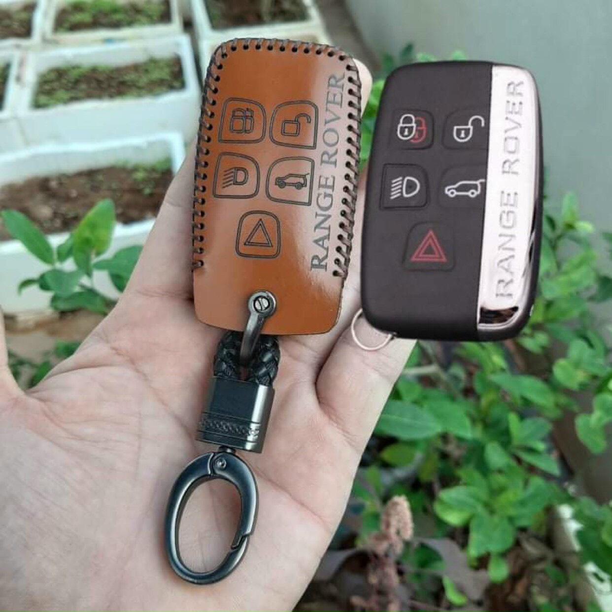 Bao da chìa khóa Range Rover Jaguar handmade. Da bò thật Bảo hành 2 năm