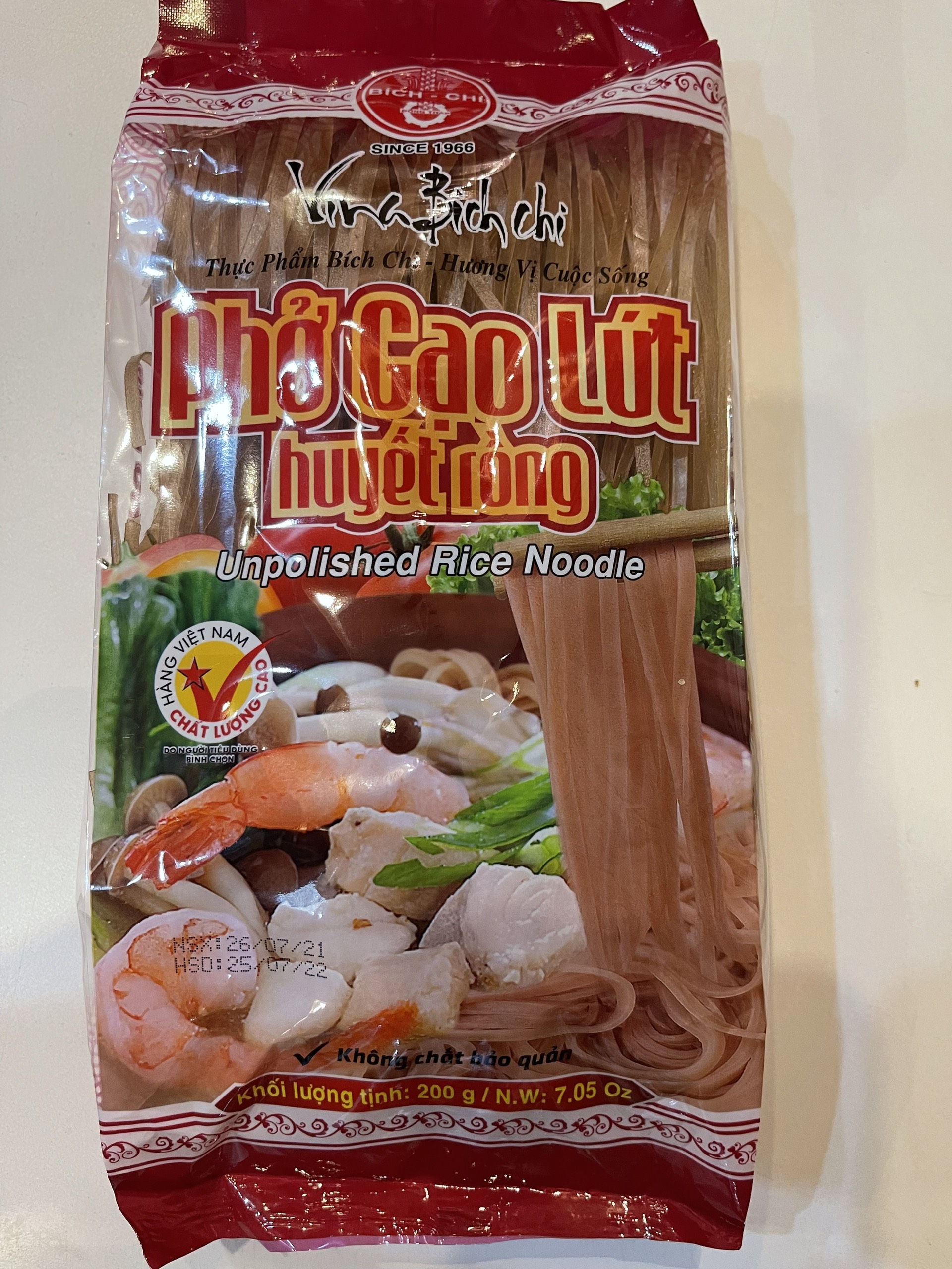 Phở gạo lứt huyết rồng vina bích chi gói 200 gram