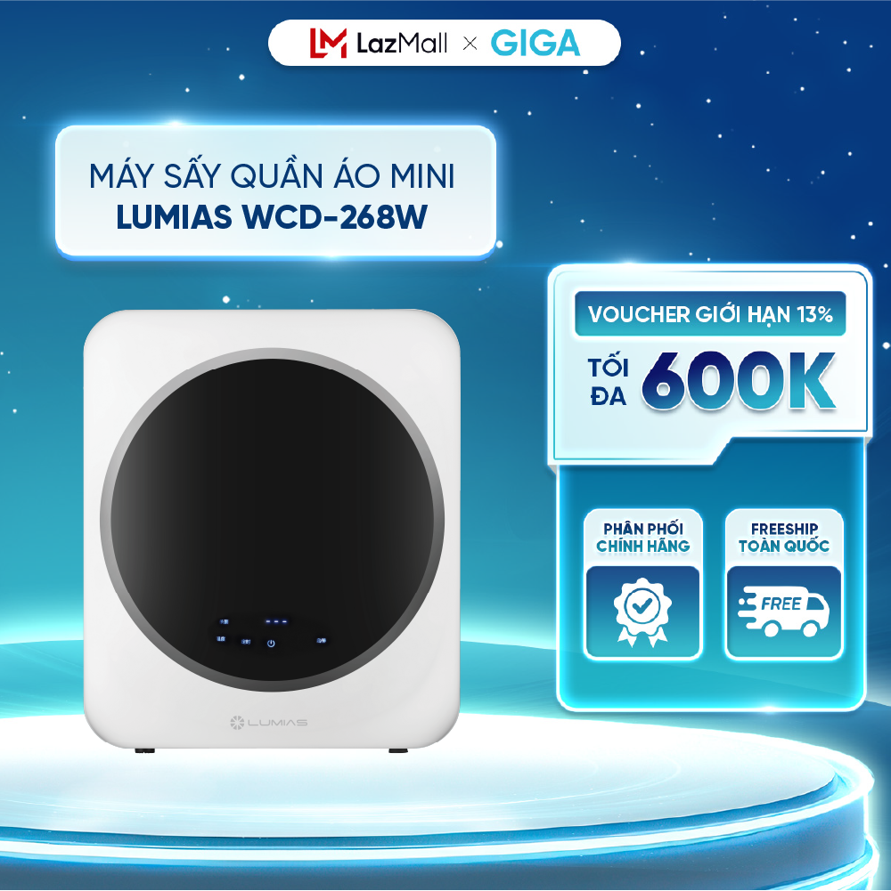 Máy sấy quần áo Lumias WCD-268W - 800W, khối lượng giặt 4kg