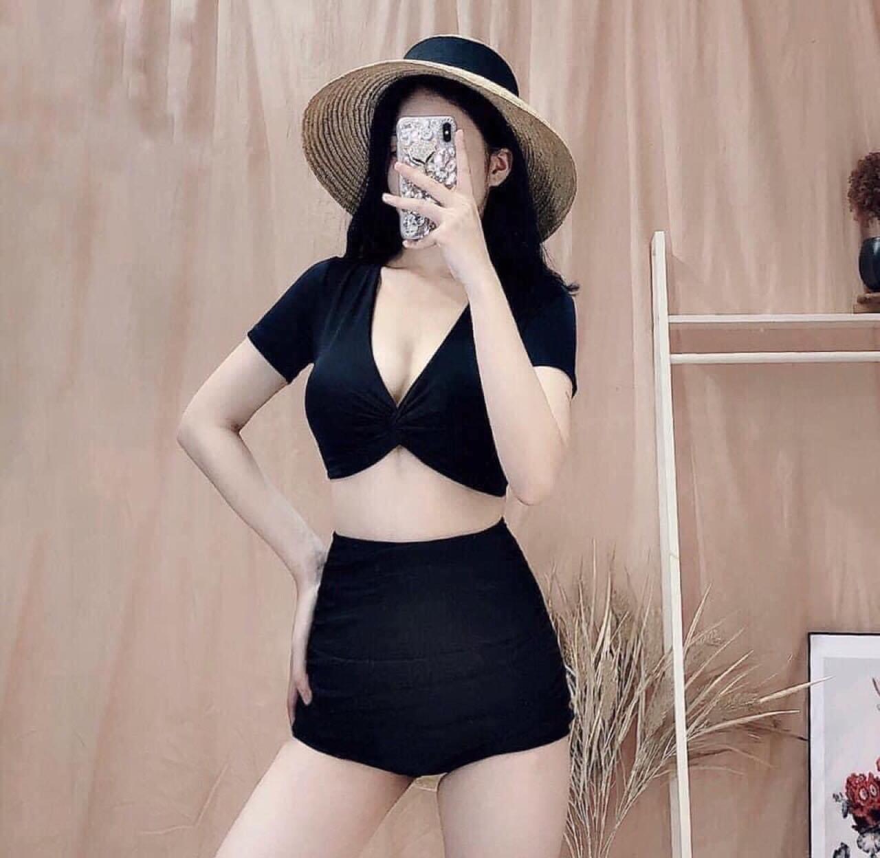Bikini đồ bơi đi biển nữ hai mảnh xoắn ngực quần đùi nhúng che khuyết điểm đẹp oderi kg10