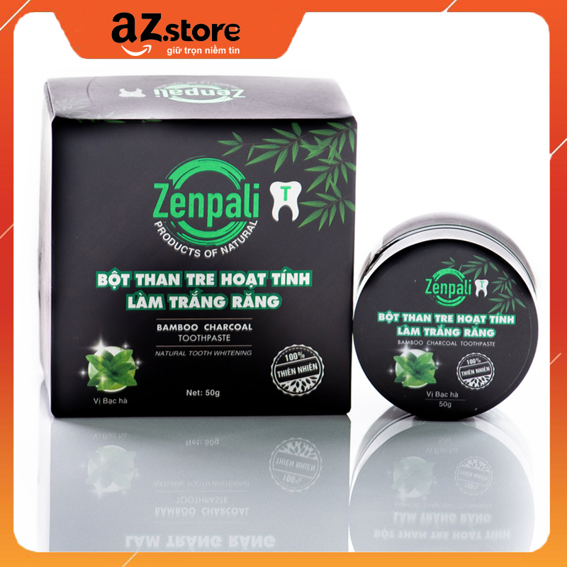 Bột than tre hoạt tính Zenpali 50G/20G tác dụng làm trắng răng - Hương Bạc Hà
