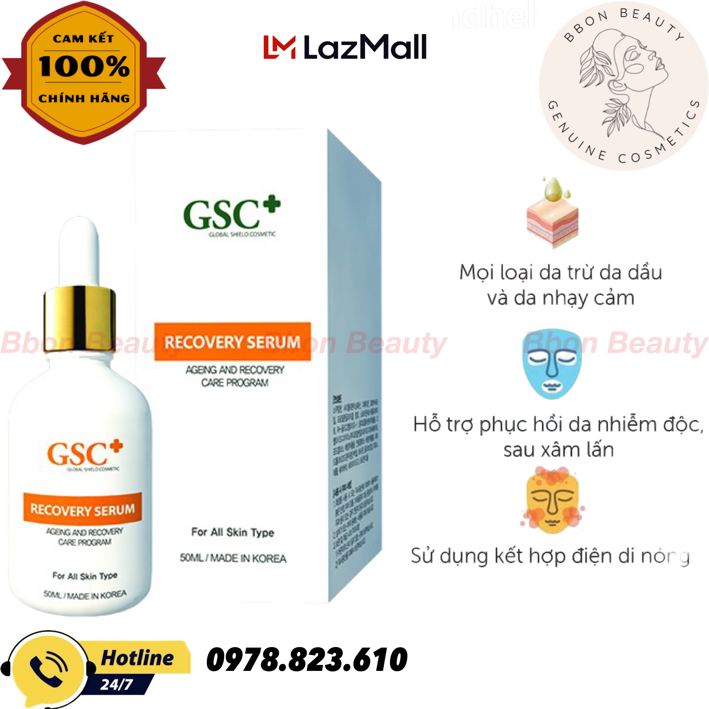 Tinh chất phục hồi da GSC Recovery Serum 50ml - BBon Beauty Chính hãng