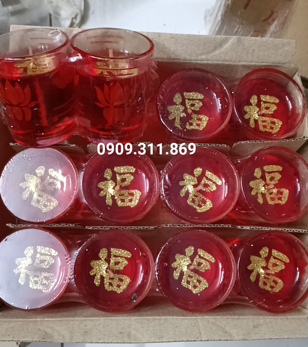 Đèn cầy ly F4 in sen cao 6cmxR 5cm đốt liên tục 15tiếng | Nến ly để bàn thờ | Đồ cúng, đồ phong thủy