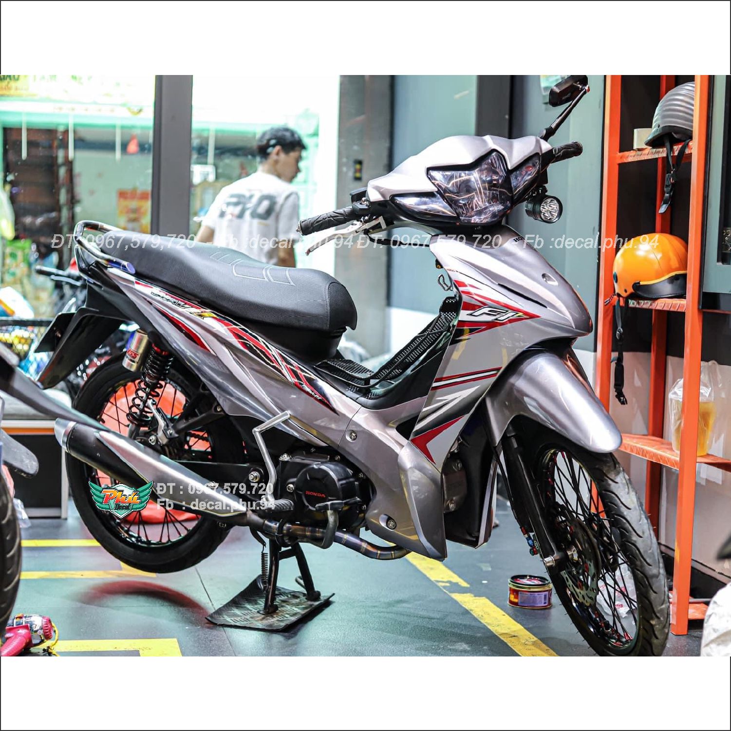 Tem rời xe Wawe Rsx Bạc đỏ