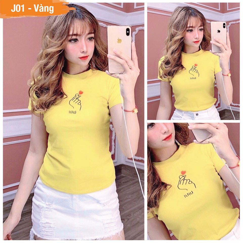 Áo thun Nữ thời trang XBeauty J01 áo phông nữ vải Cotton 100% cao cấp. Có 4 màu (Đen/Hồng/Trắng/Vàng). Áo thun thời trang Nữ cá tính sang trọng